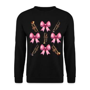 Coquette Bogen Trompete Instrument Trompeterin - Unisex Pullover - Schwarz - Vorne - Alina (178cm) & Michal (187cm)