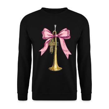 Coquette Bogen Trompete Instrument Trompeterin - Unisex Pullover - Schwarz - Vorne - Alina (178cm) & Michal (187cm)