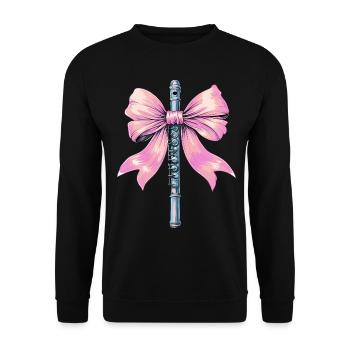 Coquette Bogen Flöte Mädchen Flötist Mom Mütter - Unisex Pullover - Schwarz - Vorne - Alina (178cm) & Michal (187cm)