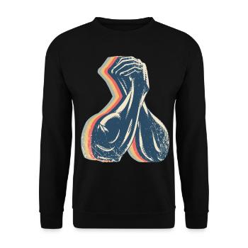 Arm Wrestling Arm Wrestler Retro Line Art - Unisex Sweatshirt - black - Front - Alina (178cm) & Michal (187cm)