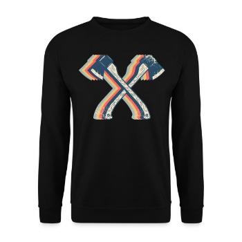 Axt-Werfen Axt-Werfer Retro Line Art - Unisex Pullover - Schwarz - Vorne - Alina (178cm) & Michal (187cm)