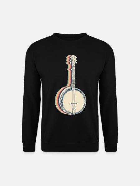 Banjo Instrument Banjospieler Retro Line Art - Unisex Pullover - Schwarz