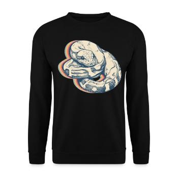 Ball Python Snake Retro Line Art - Unisex Sweatshirt - black - Front - Alina (178cm) & Michal (187cm)