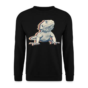 Dragon-barbu lézard Rétro Line Art - Sweat-shirt Unisexe - noir - Devant - Alina (178cm) & Michal (187cm)