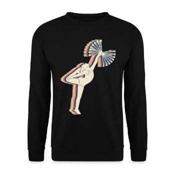 Staffelstab drehender Wirbler Retro Line Art - Unisex Pullover - Schwarz - Vorne - Alina (178cm) & Michal (187cm)