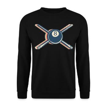 Billard Pool Queue Spieler Team Retro Line Art - Unisex Pullover - Schwarz - Vorne - Alina (178cm) & Michal (187cm)