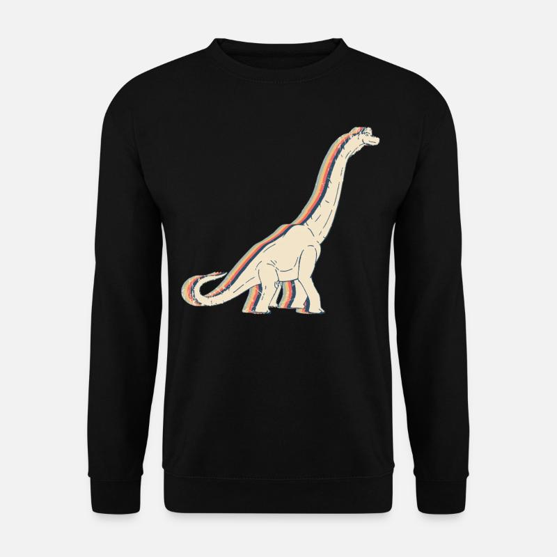Brachiosaurus Dinosaur Retro Line Art - Unisex Sweatshirt - black