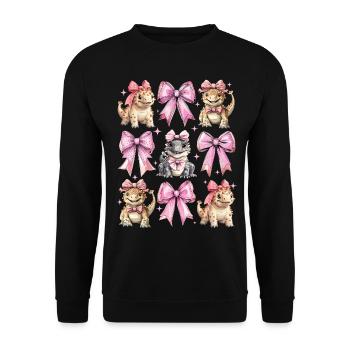Coquette Bogen Ankylosaurus Dinosaurier Mädchen - Unisex Pullover - Schwarz - Vorne - Alina (178cm) & Michal (187cm)