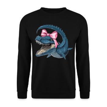 Coquette Bogen Mosasaurus Dinosaurier Mädchen Mama - Unisex Pullover - Schwarz - Vorne - Alina (178cm) & Michal (187cm)