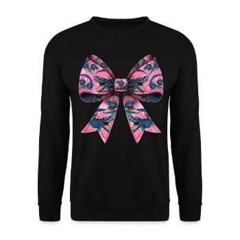 Coquette Bogen Mosasaurus Dinosaurier Muster - Unisex Pullover - Schwarz - Vorne - Alina (178cm) & Michal (187cm)