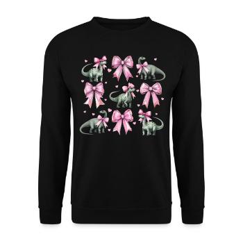 Coquette Bogen Brontosaurus Dinosaurier Mädchen - Unisex Pullover - Schwarz - Vorne - Alina (178cm) & Michal (187cm)