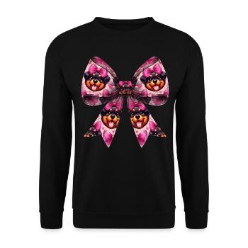 Coquette Bow Rottweiler Dog Pattern Mom Girl - Unisex Sweatshirt - black - Front - Alina (178cm) & Michal (187cm)