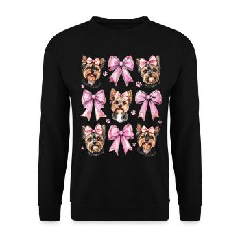 Coquette Bow Yorkshire Terrier Chien Yorkie - Sweat-shirt Unisexe - noir - Devant - Alina (178cm) & Michal (187cm)
