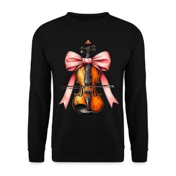 Coquette Bogen Violine Mädchen Geigerin Mom Mütter - Unisex Pullover - Schwarz - Vorne - Alina (178cm) & Michal (187cm)
