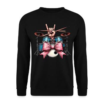 Coquette Bow Drum Girl Drummer Maman Fête des mères - Sweat-shirt Unisexe - noir - Devant - Alina (178cm) & Michal (187cm)