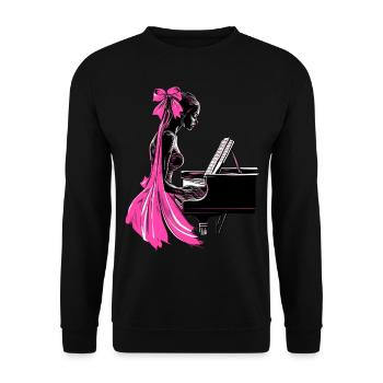 Coquette Bogen Pianist Klavier Mädchen Mom Mütter - Unisex Pullover - Schwarz - Vorne - Alina (178cm) & Michal (187cm)