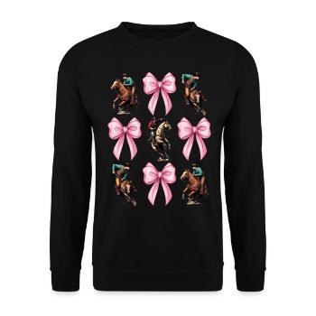 Coquette Bow Rodeo Barrel Racer Barrel Racing Mom - Unisex Pullover - Schwarz - Vorne - Alina (178cm) & Michal (187cm)