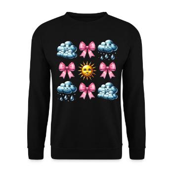 Kokette Bogen Meteorologie Sonne Wolken - Unisex Pullover - Schwarz - Vorne - Alina (178cm) & Michal (187cm)