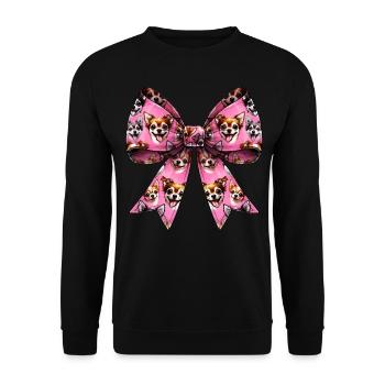 Coquette Bow Chihuahua Dog Pattern Mom Mothers Day - Unisex Sweatshirt - black - Front - Alina (178cm) & Michal (187cm)