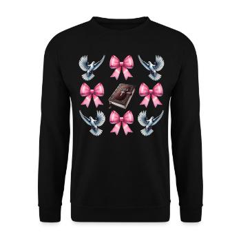 Kokette Bogen Christlicher Pastor Bibel Taube Mama - Unisex Pullover - Schwarz - Vorne - Alina (178cm) & Michal (187cm)