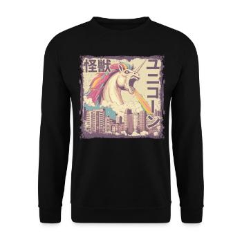 Kaiju Unicorn Japanese Monster Rainbow - Unisex Sweatshirt - black - Front - Alina (178cm) & Michal (187cm)