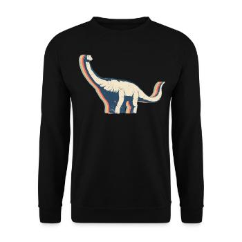 Brontosaurus Dinosaur Retro Line Art - Unisex Sweatshirt - black - Front - Alina (178cm) & Michal (187cm)