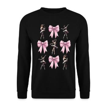 Kokette Schleife Ballerina Tanz Ballett Tänzerin - Unisex Pullover - Schwarz - Vorne - Alina (178cm) & Michal (187cm)