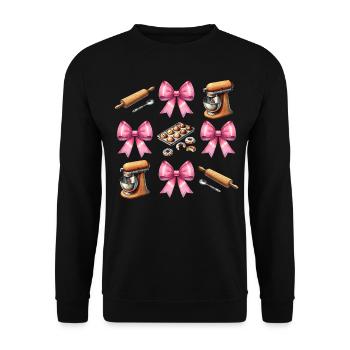 Coquette Bogen Backen Werkzeuge Bäcker Mom Mütter - Unisex Pullover - Schwarz - Vorne - Alina (178cm) & Michal (187cm)