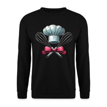 Coquette Bow Baking Chef Hat Whisk - Unisex Sweatshirt - black - Front - Alina (178cm) & Michal (187cm)