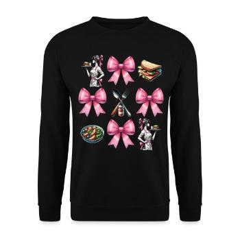 Coquette Bow Lunch Lady Cafeteria Worker Mom - Unisex Sweatshirt - black - Front - Alina (178cm) & Michal (187cm)