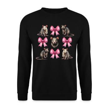 Coquette Bogen Ratte Maus Mama Muttertag Mädchen - Unisex Pullover - Schwarz - Vorne - Alina (178cm) & Michal (187cm)