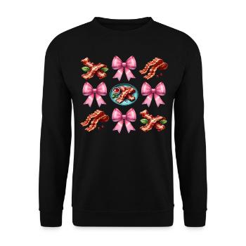 Coquette Bow Lanières de bacon Porc Maman - Sweat-shirt Unisexe - noir - Devant - Alina (178cm) & Michal (187cm)
