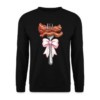 Coquette Bow Lanières de bacon Porc Maman - Sweat-shirt Unisexe - noir - Devant - Alina (178cm) & Michal (187cm)
