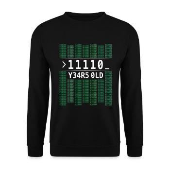 11110 JAHRE ALT COMPUTER BINÄRCODE 30. GEBURTSTAG - Unisex Pullover - Schwarz - Vorne - Alina (178cm) & Michal (187cm)