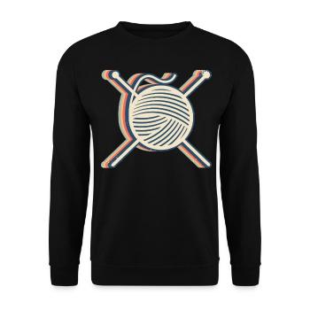 Stricken Stricker häkeln Garn Retro Line Art - Unisex Pullover - Schwarz - Vorne - Alina (178cm) & Michal (187cm)