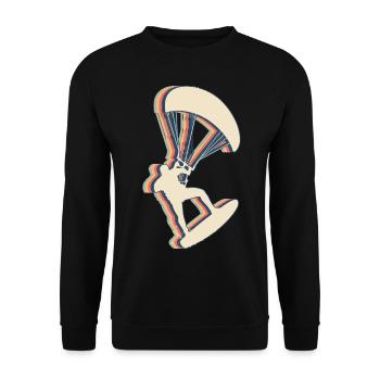 Kitesurfing Kite Surfer Retro Line Art - Unisex Sweatshirt - black - Front - Alina (178cm) & Michal (187cm)