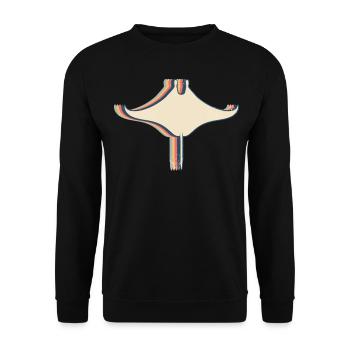 Manta Rochen Stachelrochen Retro Line Art - Unisex Pullover - Schwarz - Vorne - Alina (178cm) & Michal (187cm)