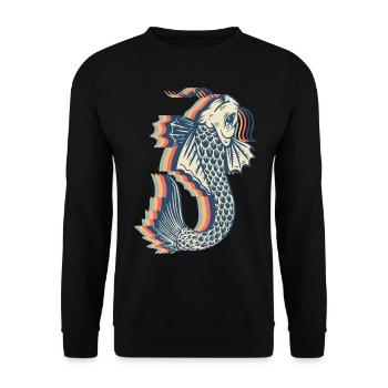 Koi Fish Carp Nishikigoi Japan Retro Line Art - Unisex Sweatshirt - black - Front - Alina (178cm) & Michal (187cm)