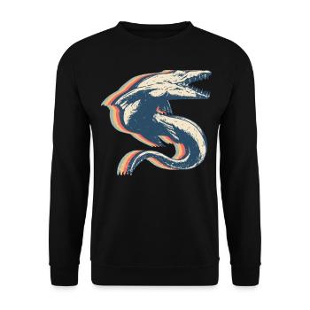 Mosasaurus Dinosaur Retro Line Art - Unisex Sweatshirt - black - Front - Alina (178cm) & Michal (187cm)