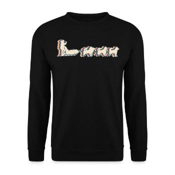 Mushing Sled Dog Sledding Retro Line Art - Unisex Pullover - Schwarz - Vorne - Alina (178cm) & Michal (187cm)