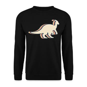 Parasaurolophus Dinosaur Retro Line Art - Unisex Sweatshirt - black - Front - Alina (178cm) & Michal (187cm)