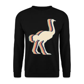 Ostrich Animal Retro Line Art - Unisex Sweatshirt - black - Front - Alina (178cm) & Michal (187cm)