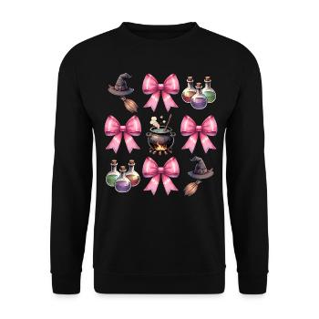 Coquette Arc Sorcière Chapeau Chaudron Spooky Halloween - Sweat-shirt Unisexe - noir - Devant - Alina (178cm) & Michal (187cm)
