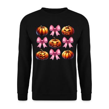 Coquette Bow Pumpkin Pink Spooky Halloween Mom - Unisex Sweatshirt - black - Front - Alina (178cm) & Michal (187cm)