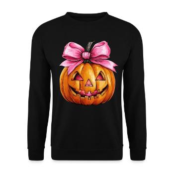 Coquettish Bow Pumpkin Spooky Halloween Mom - Unisex Sweatshirt - black - Front - Alina (178cm) & Michal (187cm)