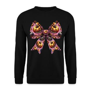 Coquette noeud citrouille motif effrayant Halloween maman - Sweat-shirt Unisexe - noir - Devant - Alina (178cm) & Michal (187cm)