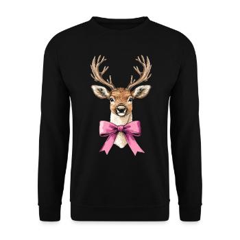 Coquette Bow Reindeer Christmas - Unisex Sweatshirt - black - Front - Alina (178cm) & Michal (187cm)
