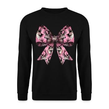 Coquette Bow Reindeer Pattern Christmas - Unisex Sweatshirt - black - Front - Alina (178cm) & Michal (187cm)