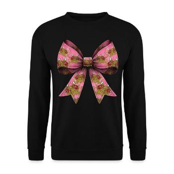 Kokette Schleife Fliegendes Spaghettimonster - Unisex Pullover - Schwarz - Vorne - Alina (178cm) & Michal (187cm)