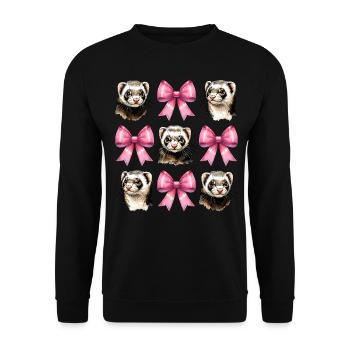Coquette Bogen Frettchen niedlich rosa Mädchen Mom - Unisex Pullover - Schwarz - Vorne - Alina (178cm) & Michal (187cm)